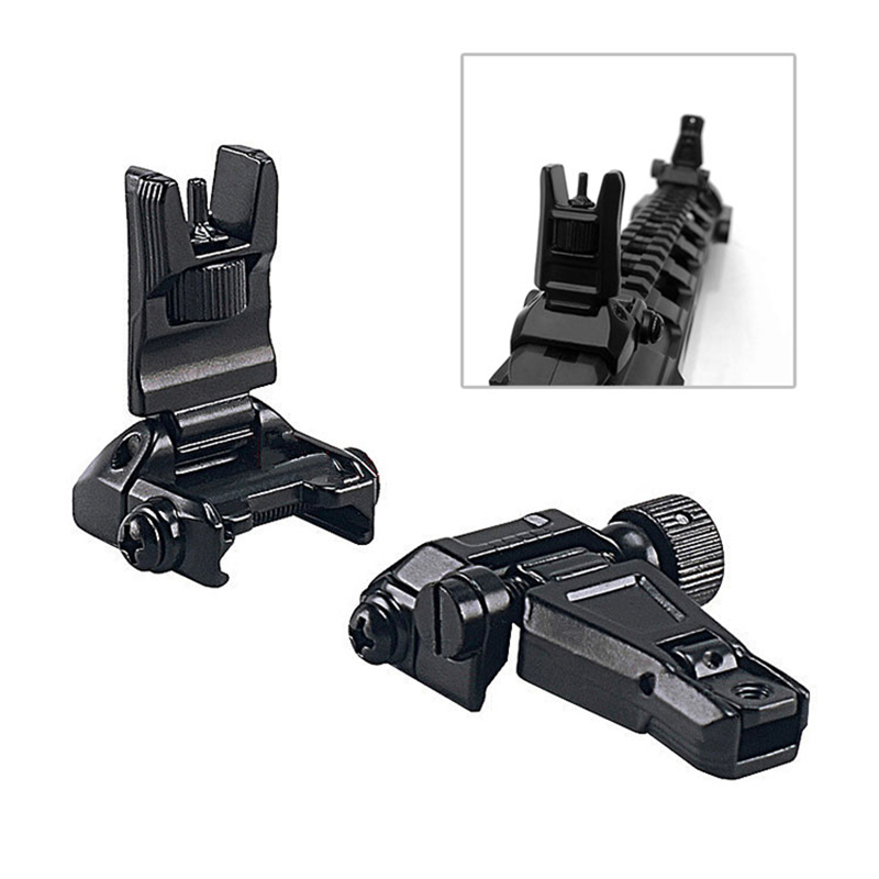 Μεταλλικό χαμηλού προφίλ Offset Flip-up Rapid Transition Back Up Εμπρός Rear Rear Sight Iron Set Tactical Ar15 Rifle Black